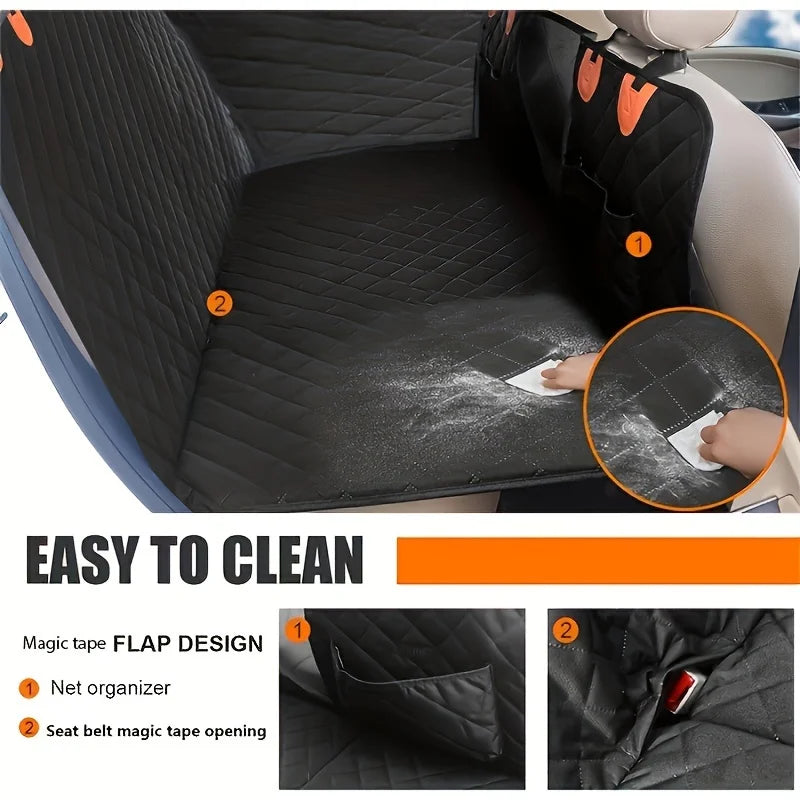 Overseas in Stock Dog Car Seat Cover with Hard Bottom for Back Seat, 100% Waterproof Dog Seat Cover for Cars with Mesh Window