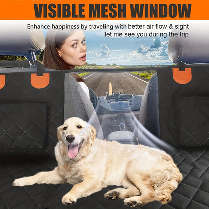 Overseas in Stock Dog Car Seat Cover with Hard Bottom for Back Seat, 100% Waterproof Dog Seat Cover for Cars with Mesh Window