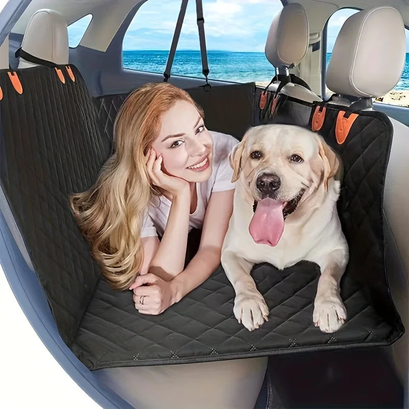 Overseas in Stock Dog Car Seat Cover with Hard Bottom for Back Seat, 100% Waterproof Dog Seat Cover for Cars with Mesh Window
