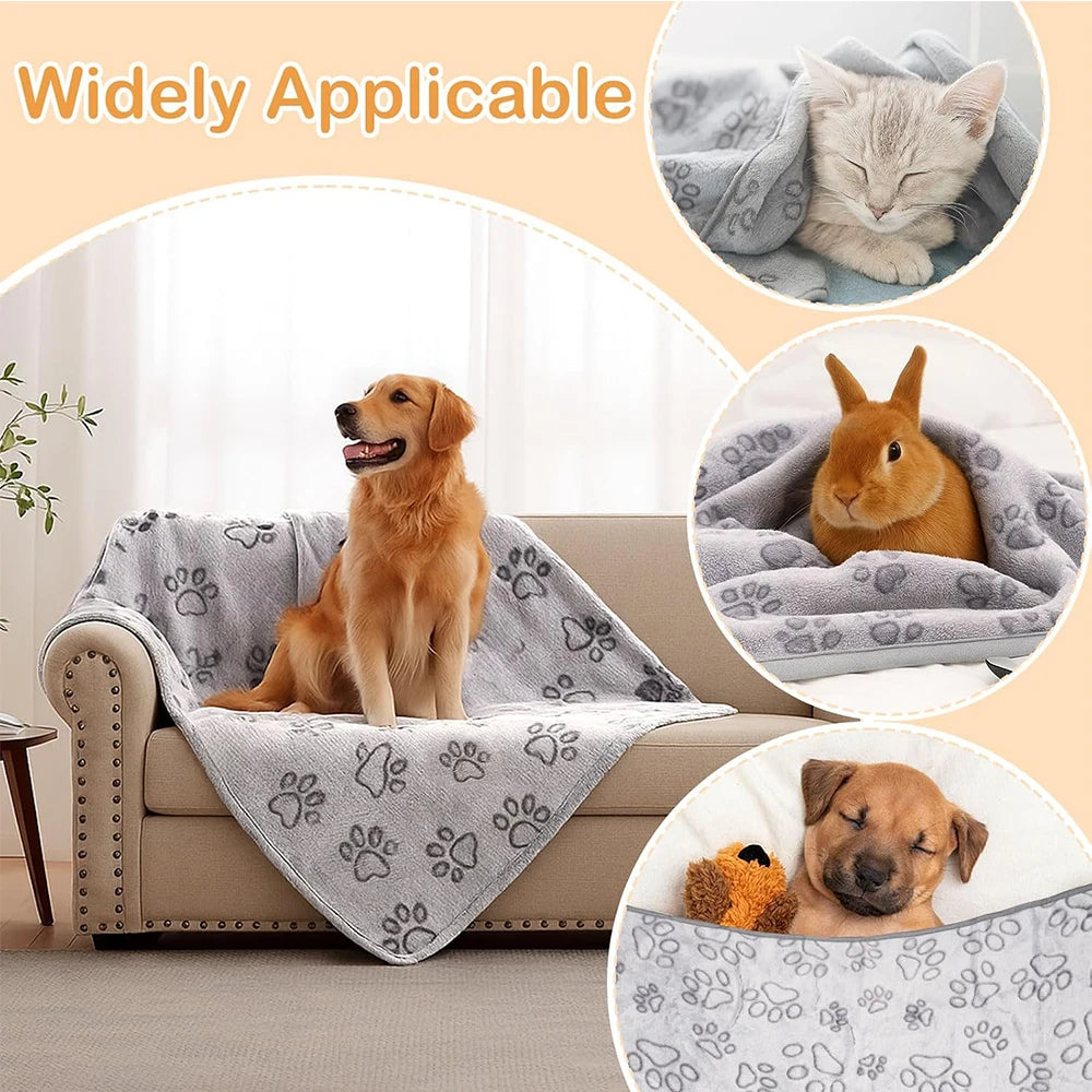 Cozy Calming Dog Paw Print Blanket